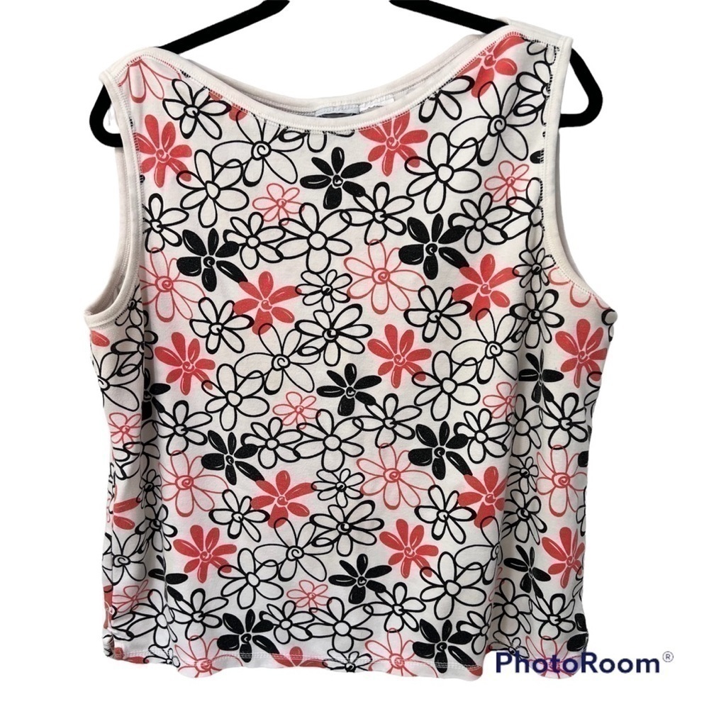 𝅺floral print cotton tank top, large